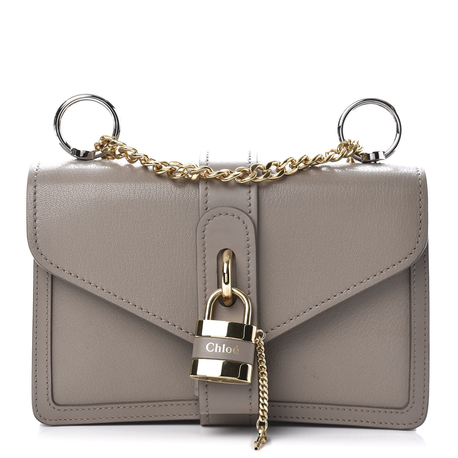 Chloe Shiny Goatskin Calfskin Aby Chain Shoulder Bag Motty Grey 1 of 9