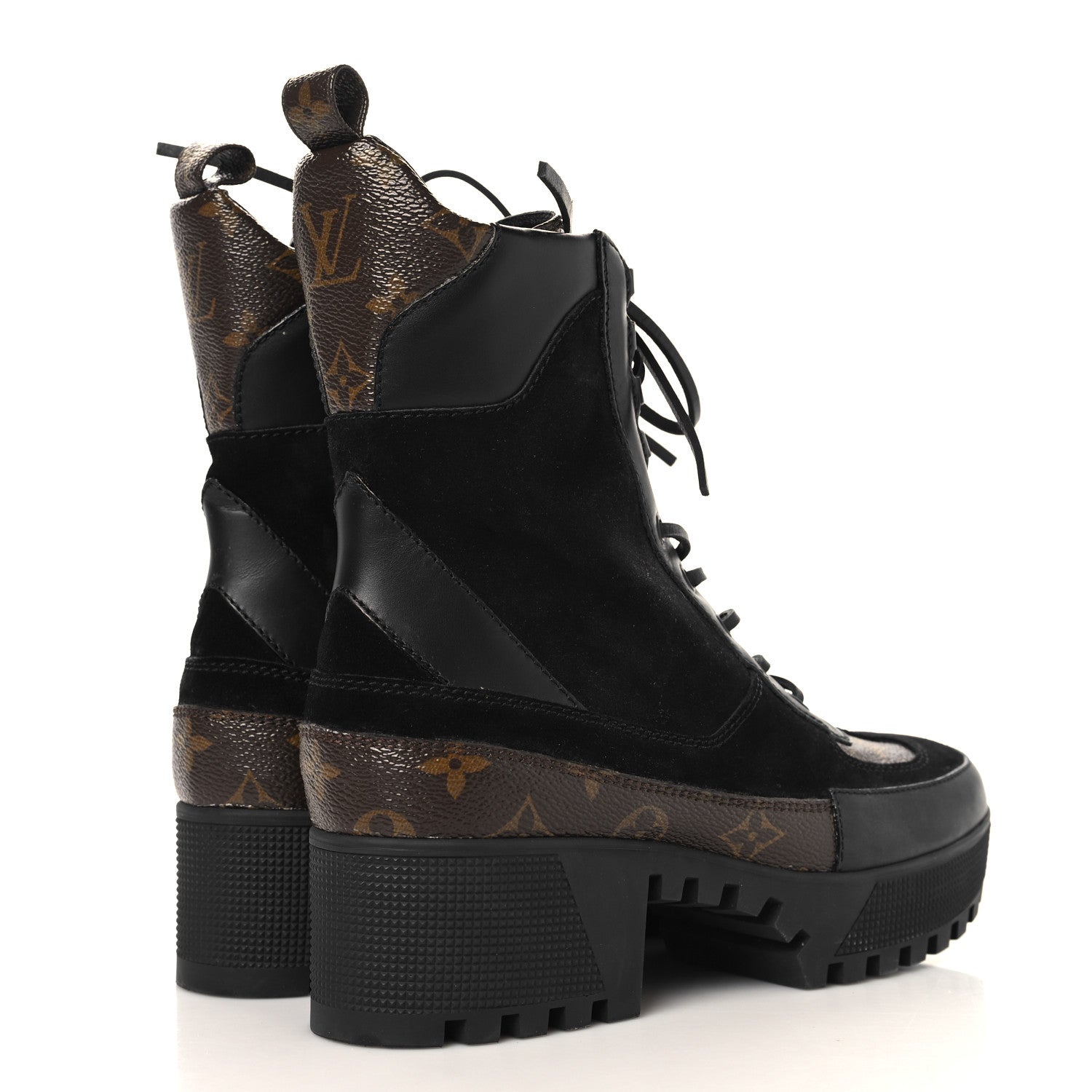 Louis Vuitton Suede Calfskin Monogram Laureate Platform Desert Boots 39.5 Black 5 of 9