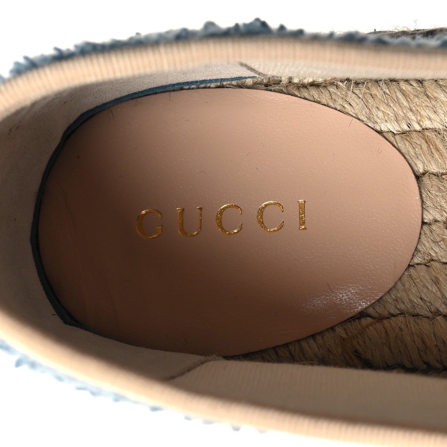 Gucci Terry Cloth Interlocking G Espadrilles 38 Sweet Blue Dusty White Beige 7 of 8