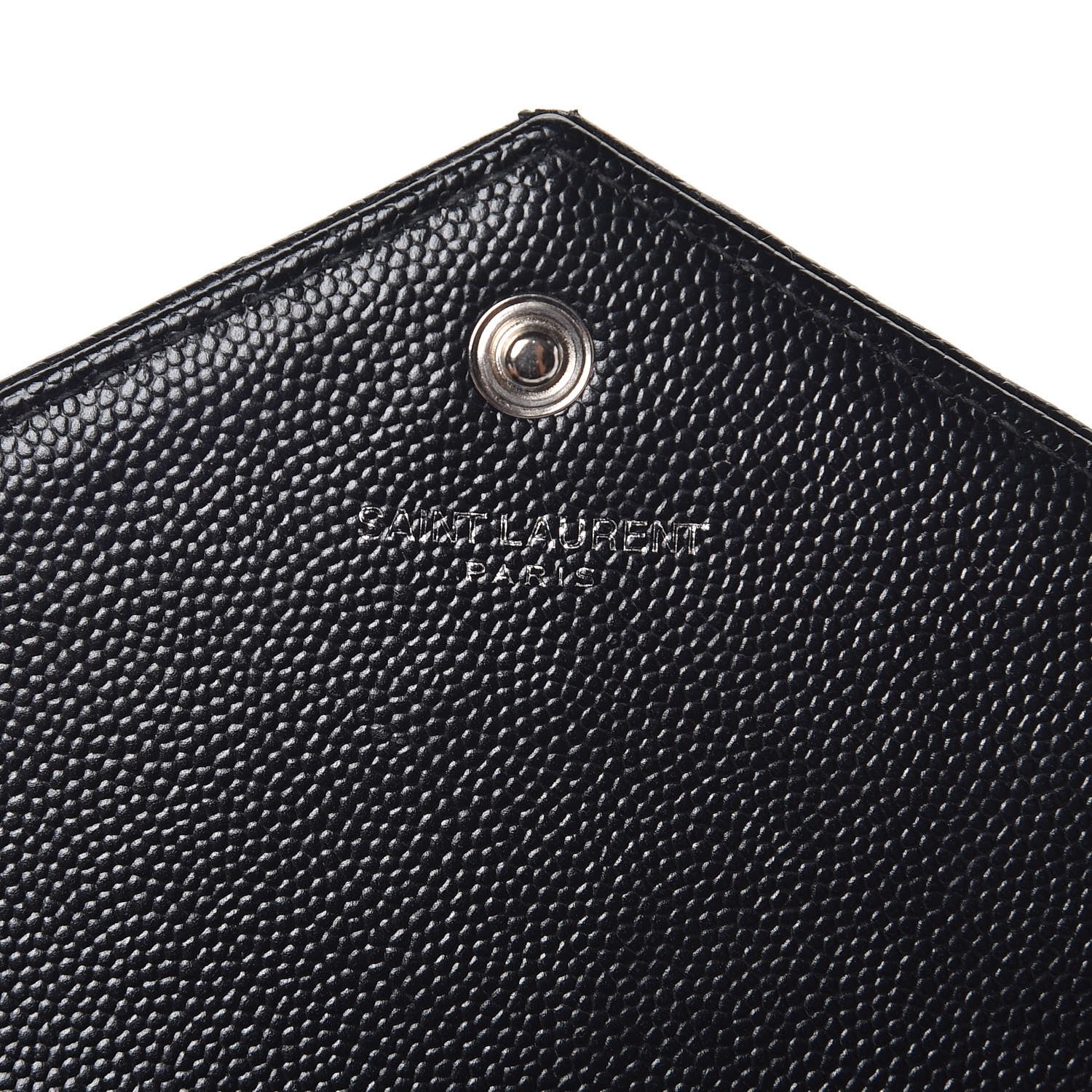 Saint Laurent Grain De Poudre Matelasse Chevron Monogram Envelope Chain Wallet Black 6 of 9