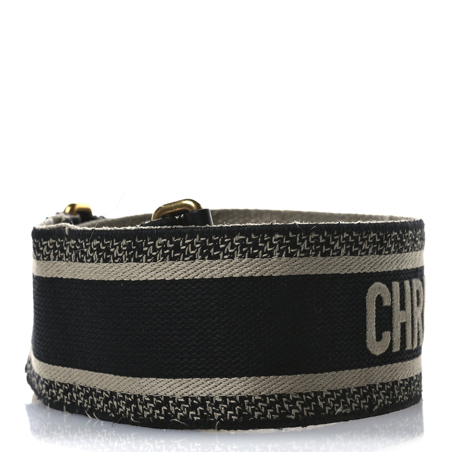 Canvas Embroidered Shoulder Strap Black