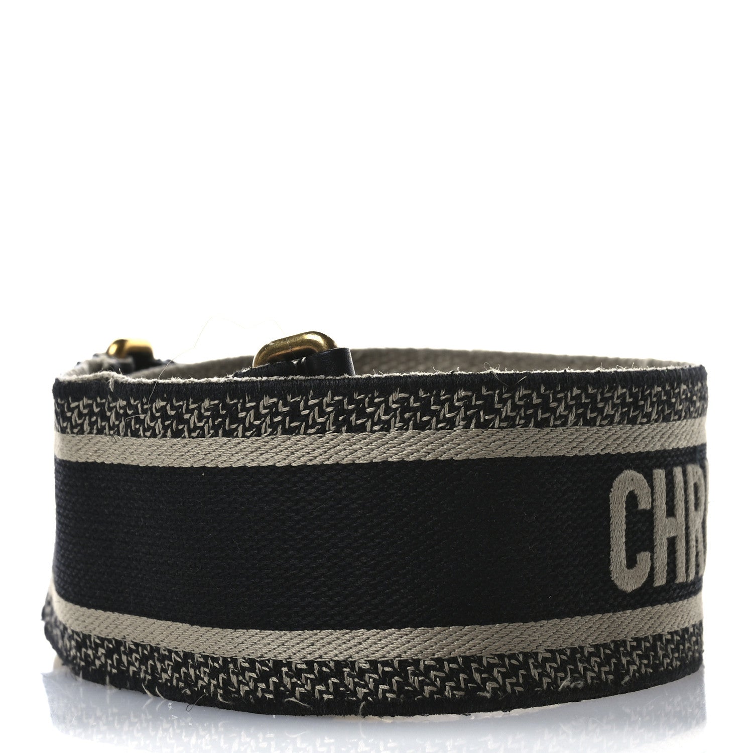Christian Dior Canvas Embroidered Shoulder Strap Black 2 of 7