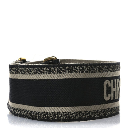 Christian Dior Canvas Embroidered Shoulder Strap Black 2 of 7