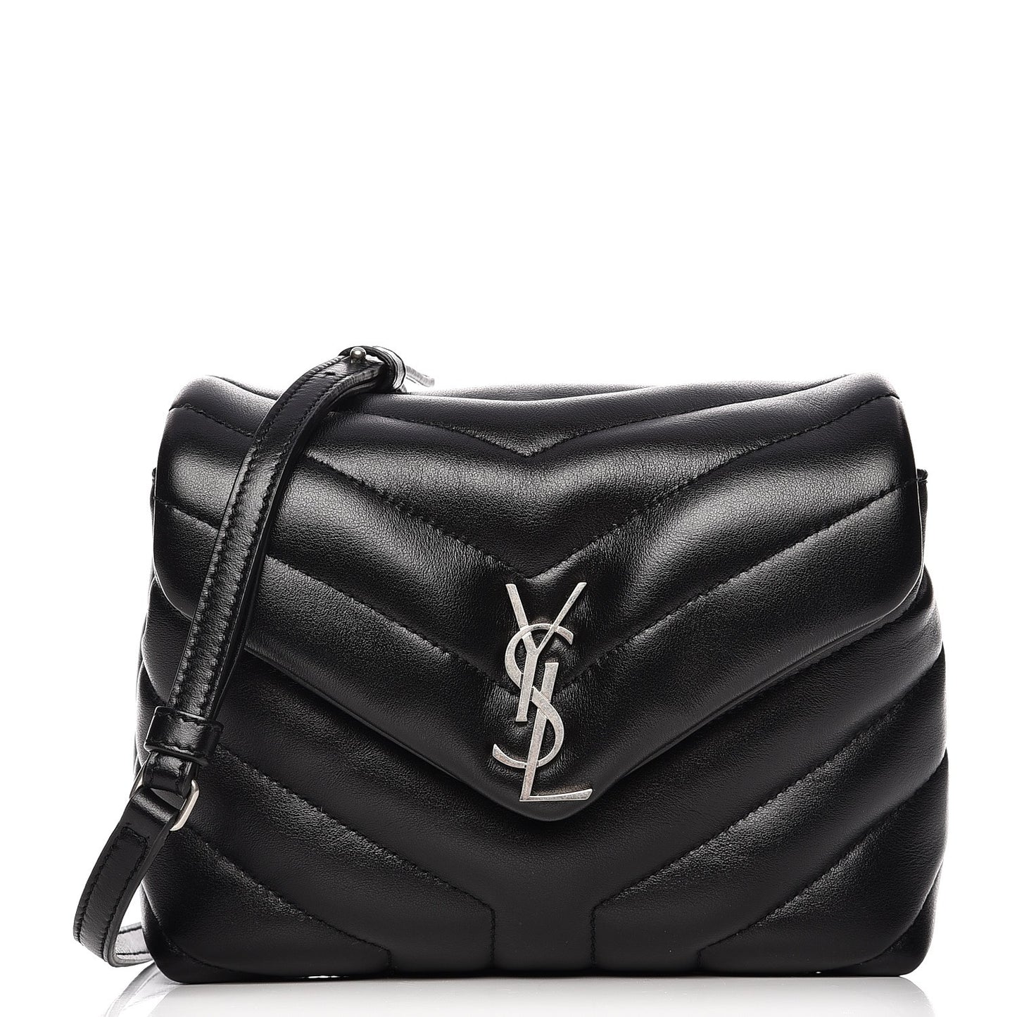 Calfskin Y Quilted Monogram Toy Loulou Crossbody Bag Black