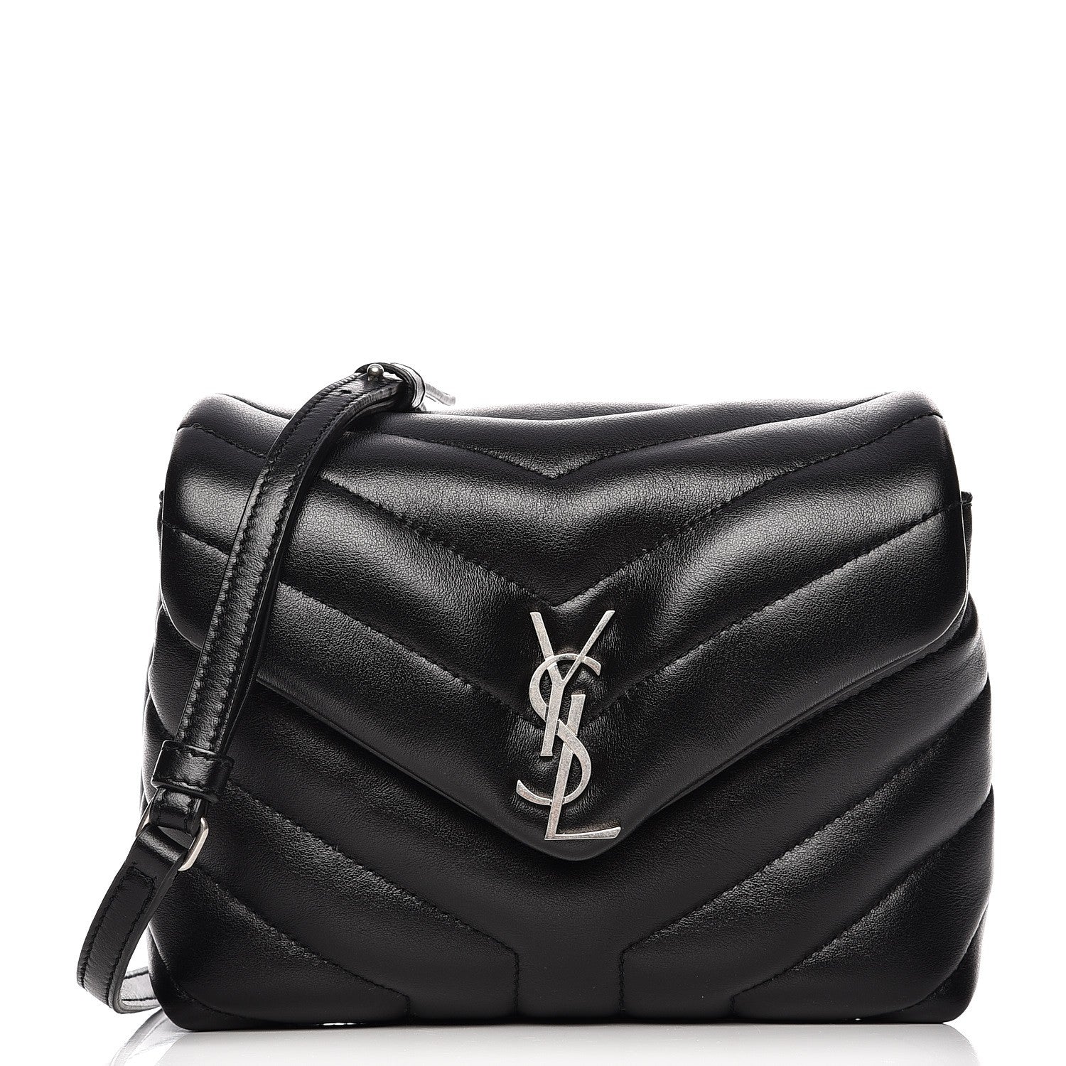 Saint Laurent Calfskin Y Quilted Monogram Toy Loulou Crossbody Bag Black 1 of 8