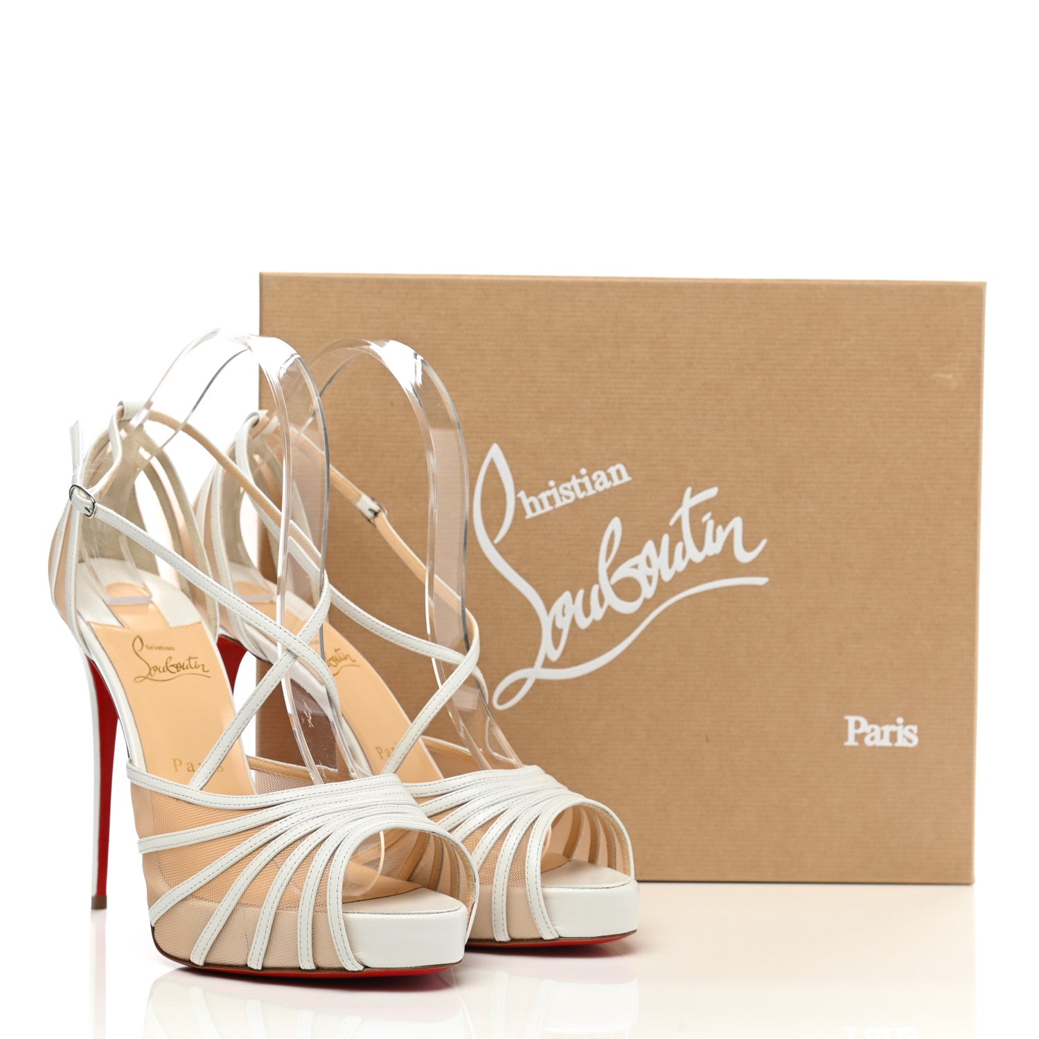Christian Louboutin Kid Rete Filamenta 120 Platform Sandals 41 White 8 of 8