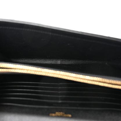 Saint Laurent Grain De Poudre Matelasse Chevron Monogram Chain Wallet Black 5 of 10