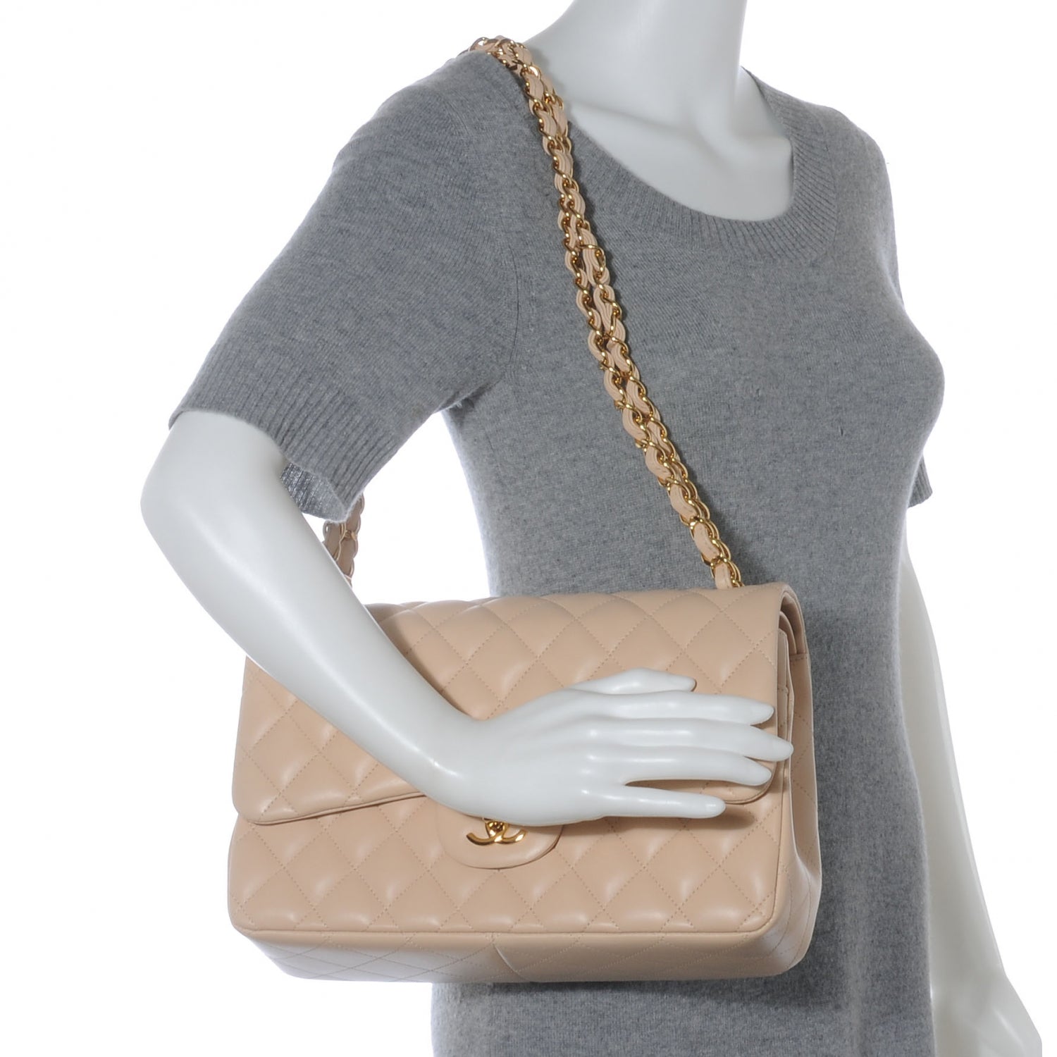 Chanel Lambskin Jumbo Double Flap Beige Clair 2 of 8