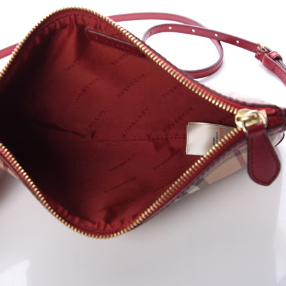 Burberry Haymarket Check Small Peyton Crossbody Clutch Bag Military Red 5 of 8