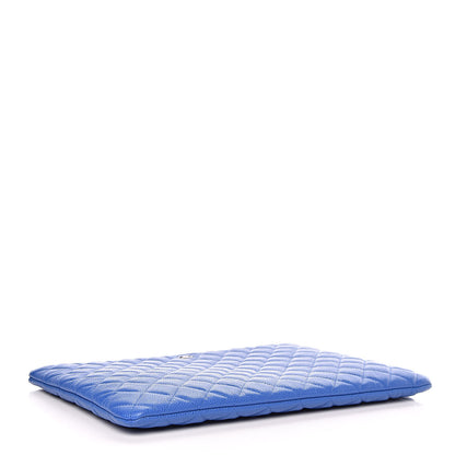 Chanel Caviar Quilted Large Cosmetic Case Blue 4 of 9