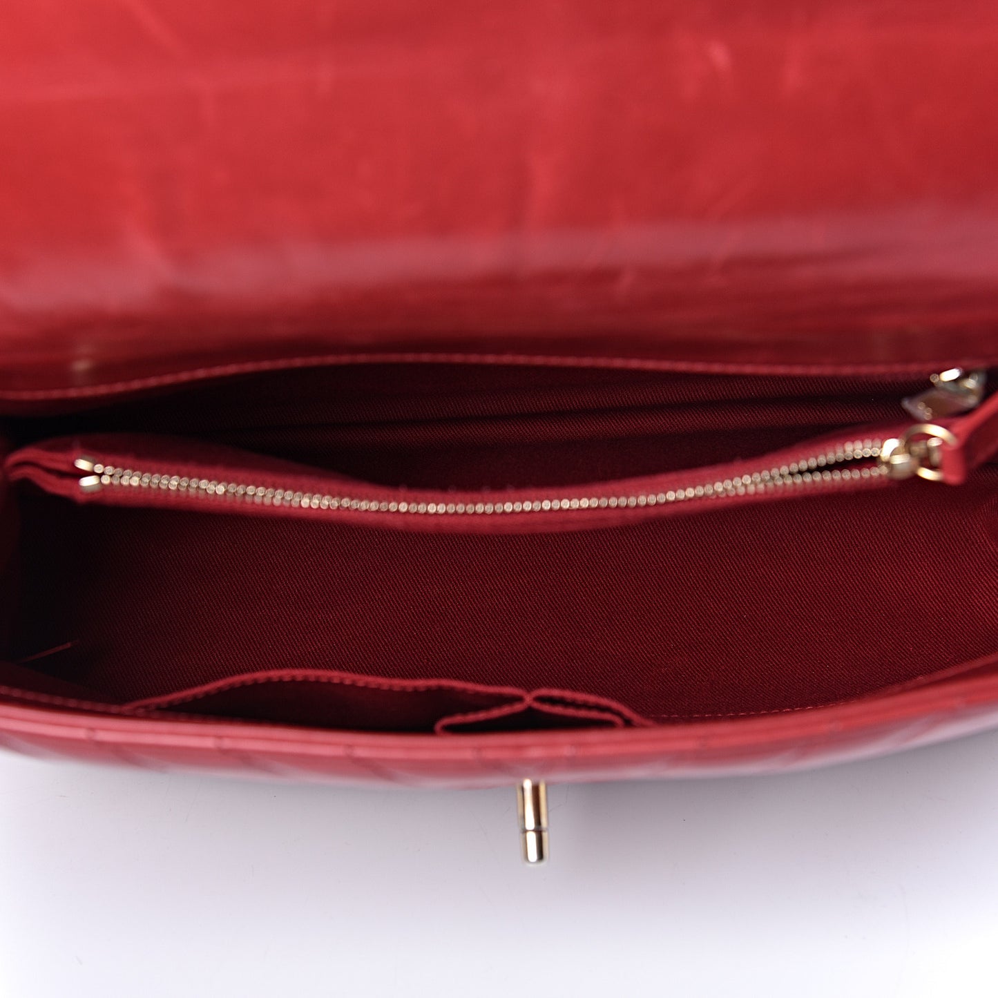 Calfskin Chevron Quilted Large Coco Handle Flap Red