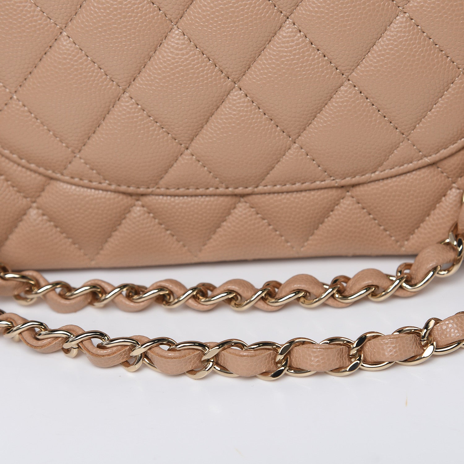 Chanel Caviar Quilted Medium Double Flap Beige 11 of 12