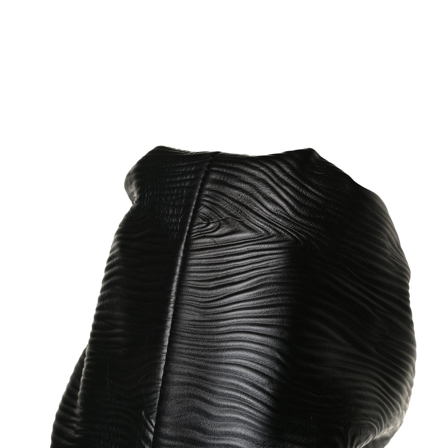 Bark Calfskin Embossed The Pouch Oversized Clutch Black