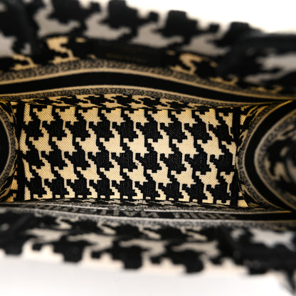 Christian Dior Canvas Houndstooth Embroidered Small Book Tote Black White 5 of 12