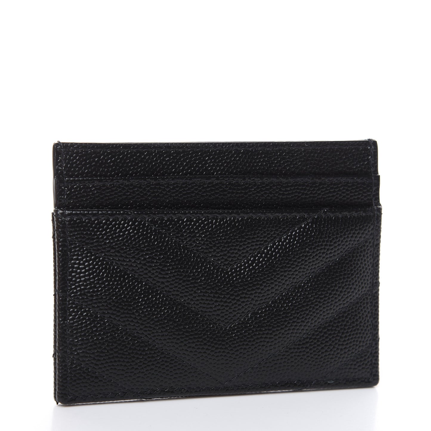 Grain De Poudre Matelasse Chevron Monogram Credit Card Case Black