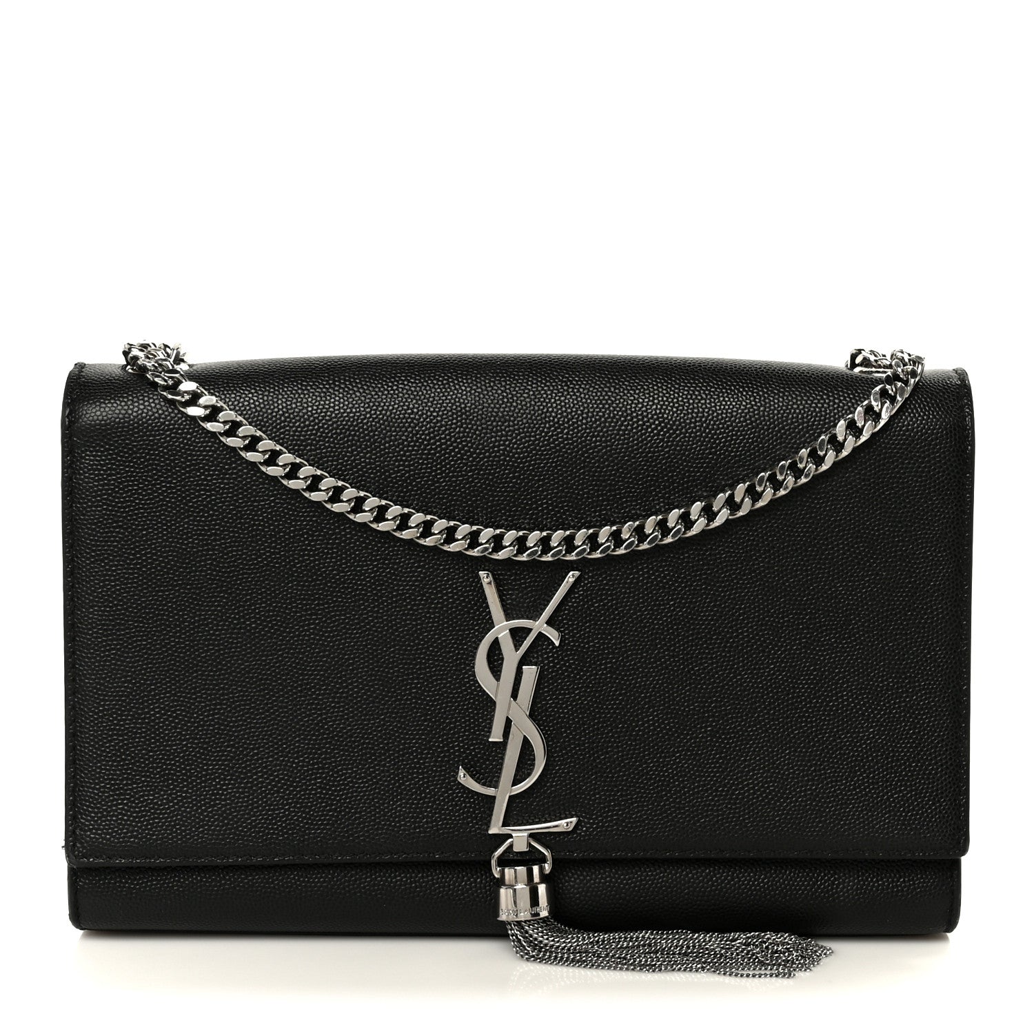 Saint Laurent Grain De Poudre Medium Classic Monogram Kate Tassel Satchel Black 1 of 11