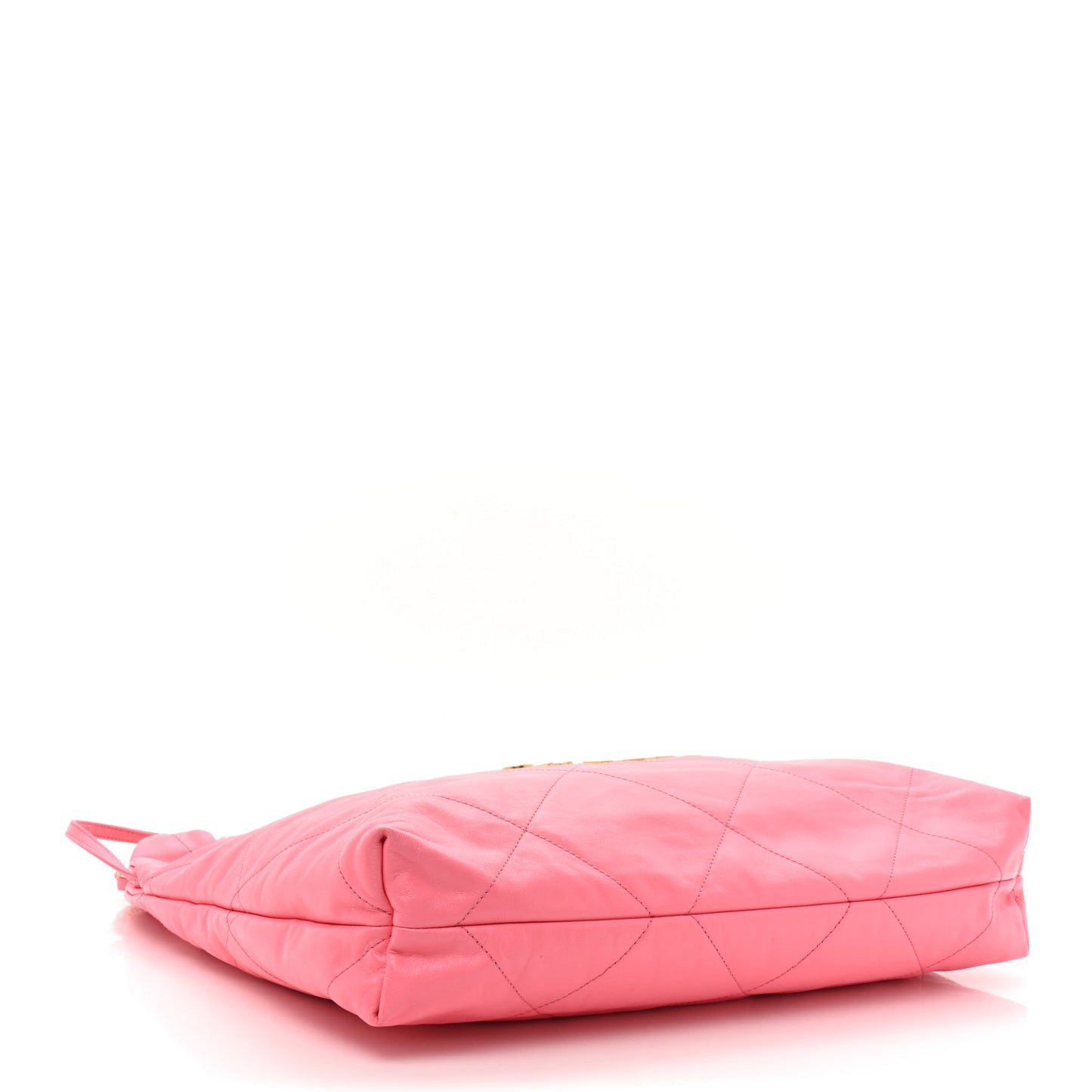 Shiny Calfskin Quilted Chanel 22 Drawstring Bag Coral Pink