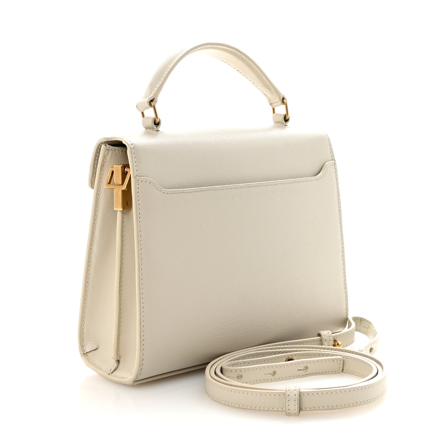 Saint Laurent Grain de Poudre Mini Classic Monogram Cassandra Top Handle Vintage White 3 of 9