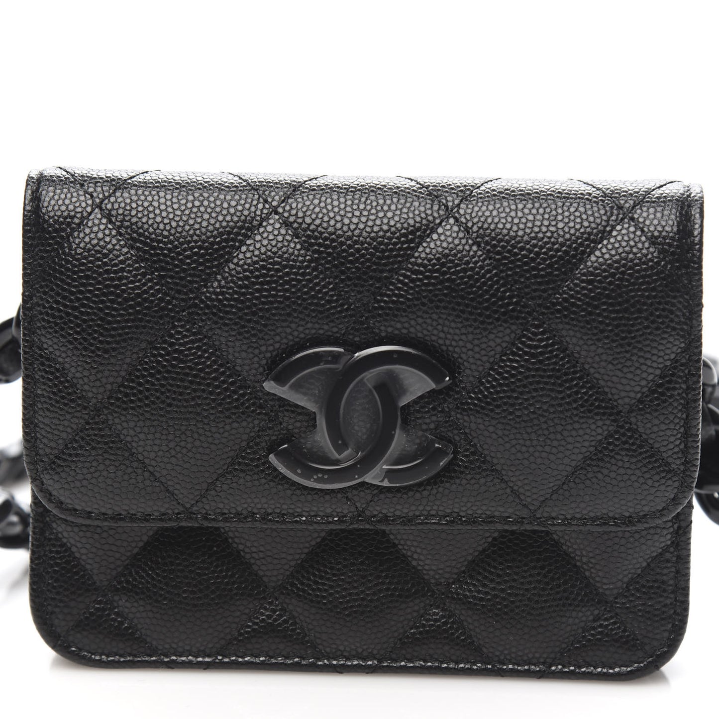 Caviar Quilted Incognito Belt Flap Card Holder Black