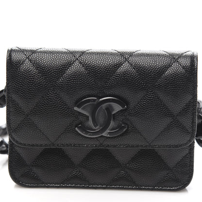 Chanel Caviar Quilted Incognito Belt Flap Card Holder Black 11 of 12