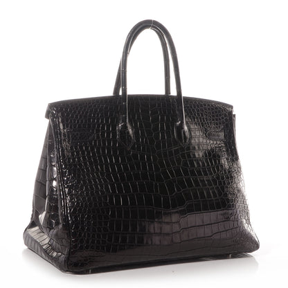 Hermes Matte Porosus Crocodile Birkin 35 Black 3 of 10