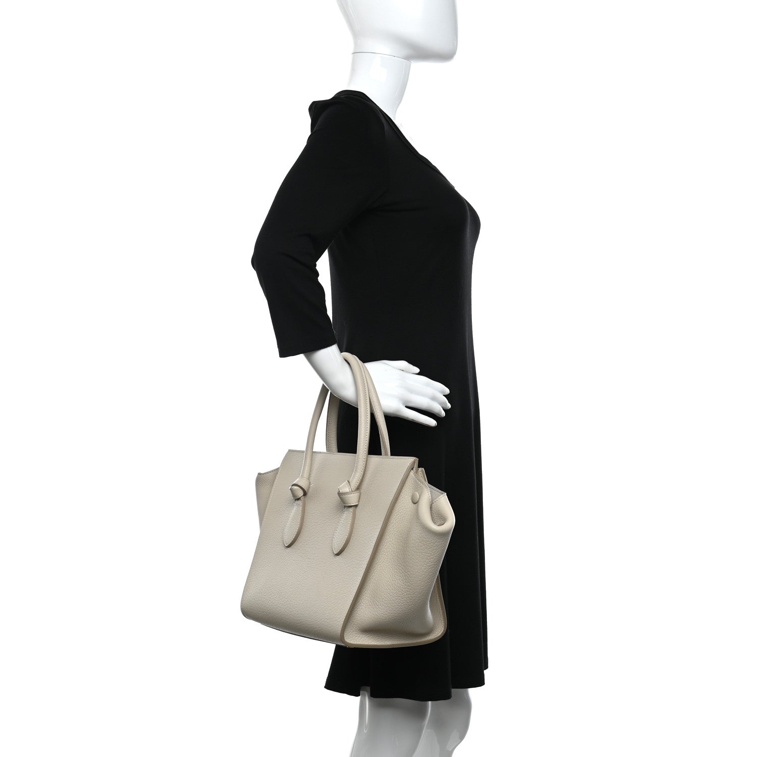 Celine Crisped Calfskin Mini Tie Knot Tote Chalk 2 of 12