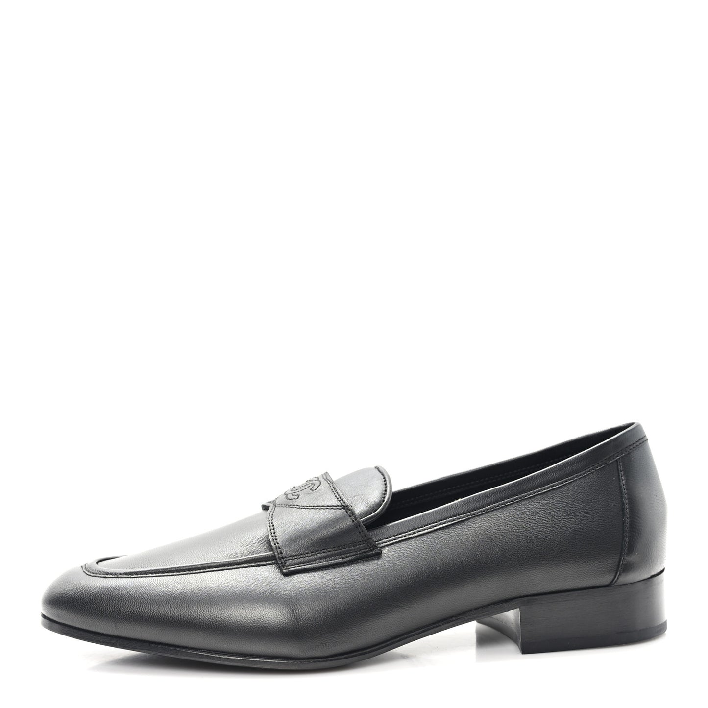 Lambskin Mens Stitched CC Loafers 42 Black