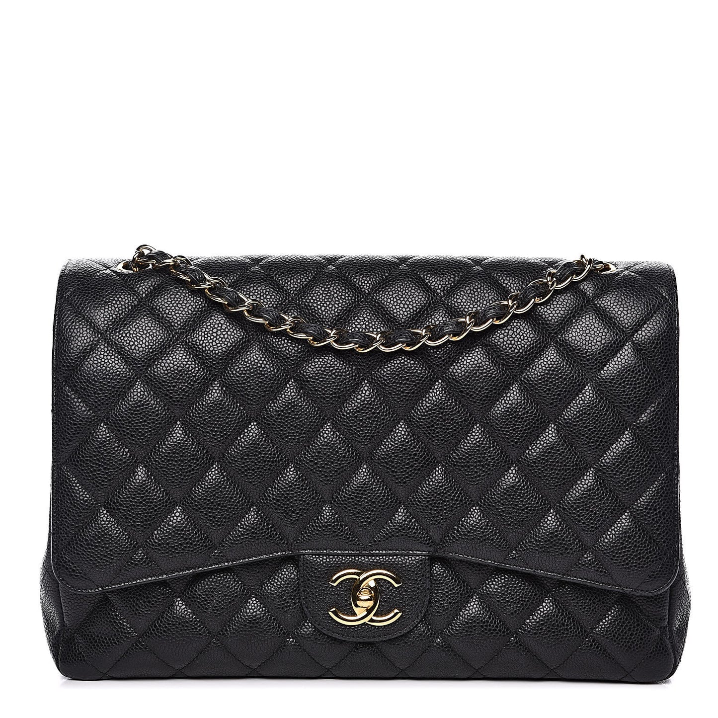 Caviar Quilted Maxi Double Flap Black