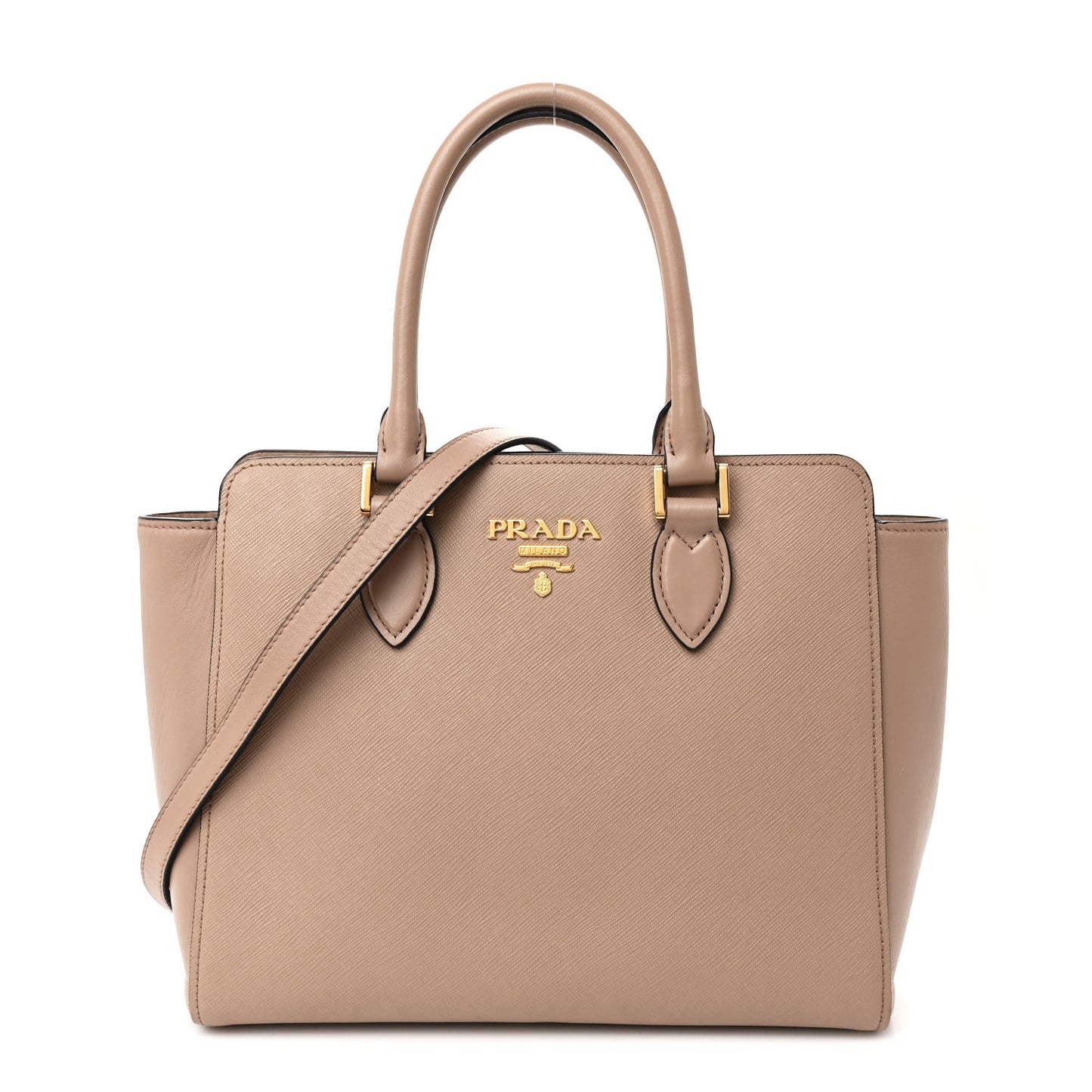 Saffiano Soft Calfskin Small Zippered Tote Cipria