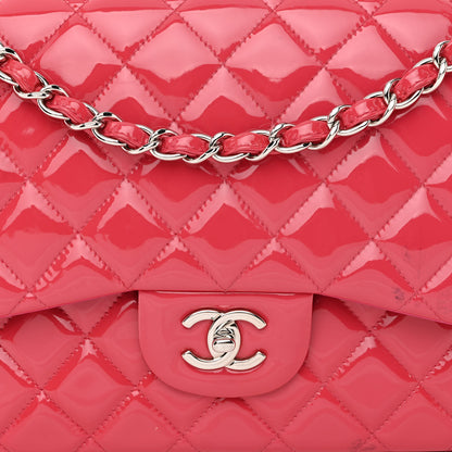 Chanel Patent Quilted Jumbo Double Flap Pink 8 of 15