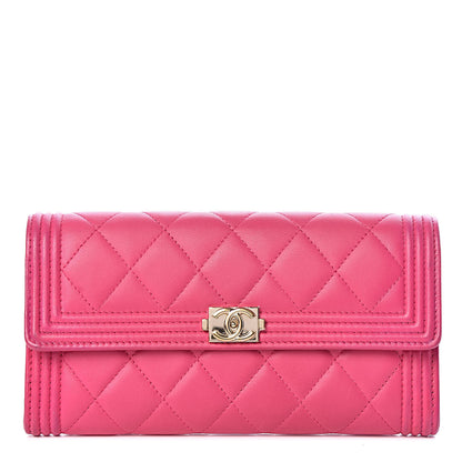 Chanel Lambskin Quilted Boy Flap Wallet Fuchsia 1 of 14
