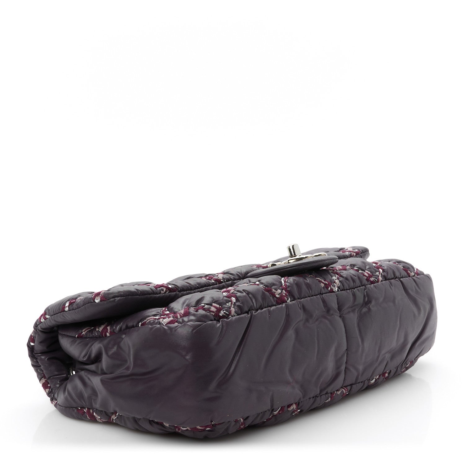 Chanel Nylon Quilted Tweed on Stitch Medium Bubble Flap Purple 4 of 11