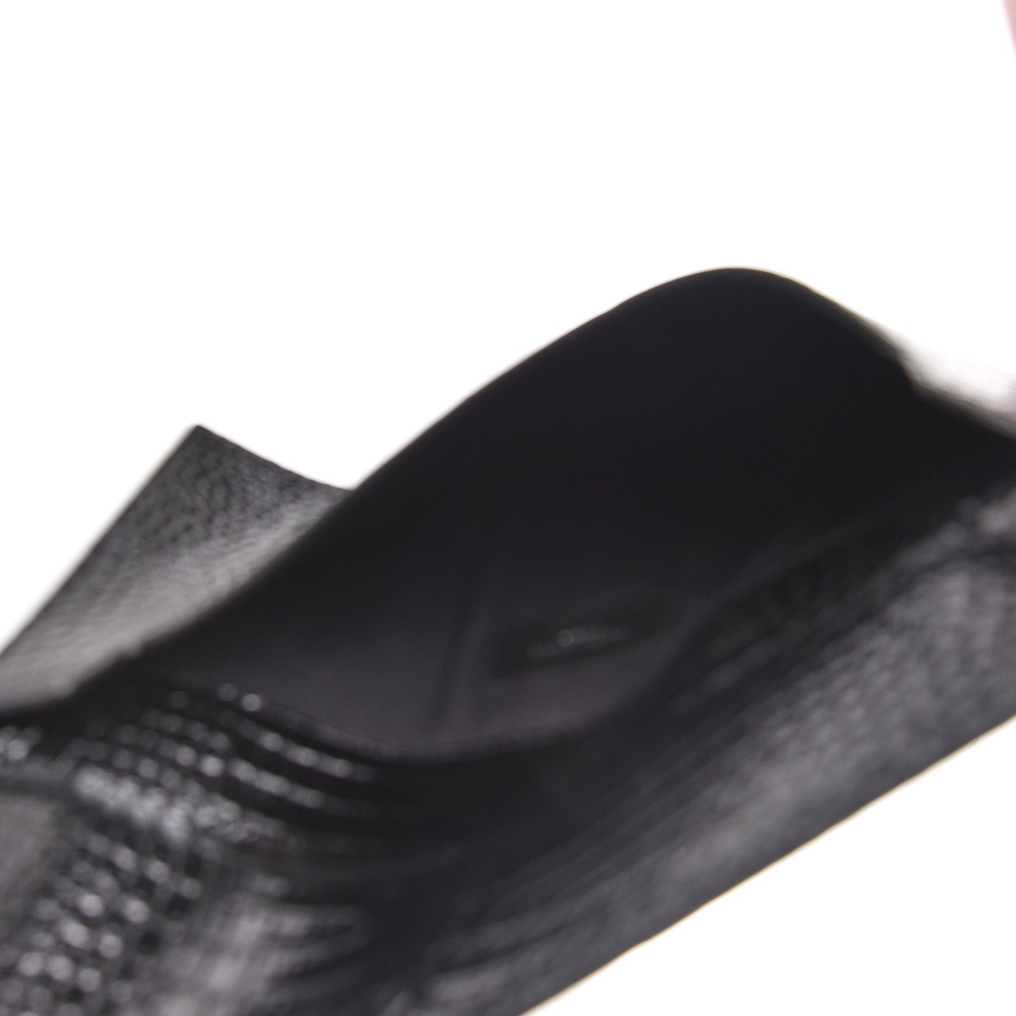 Calfskin Crocodile Embossed Uptown Monogram Clutch Black