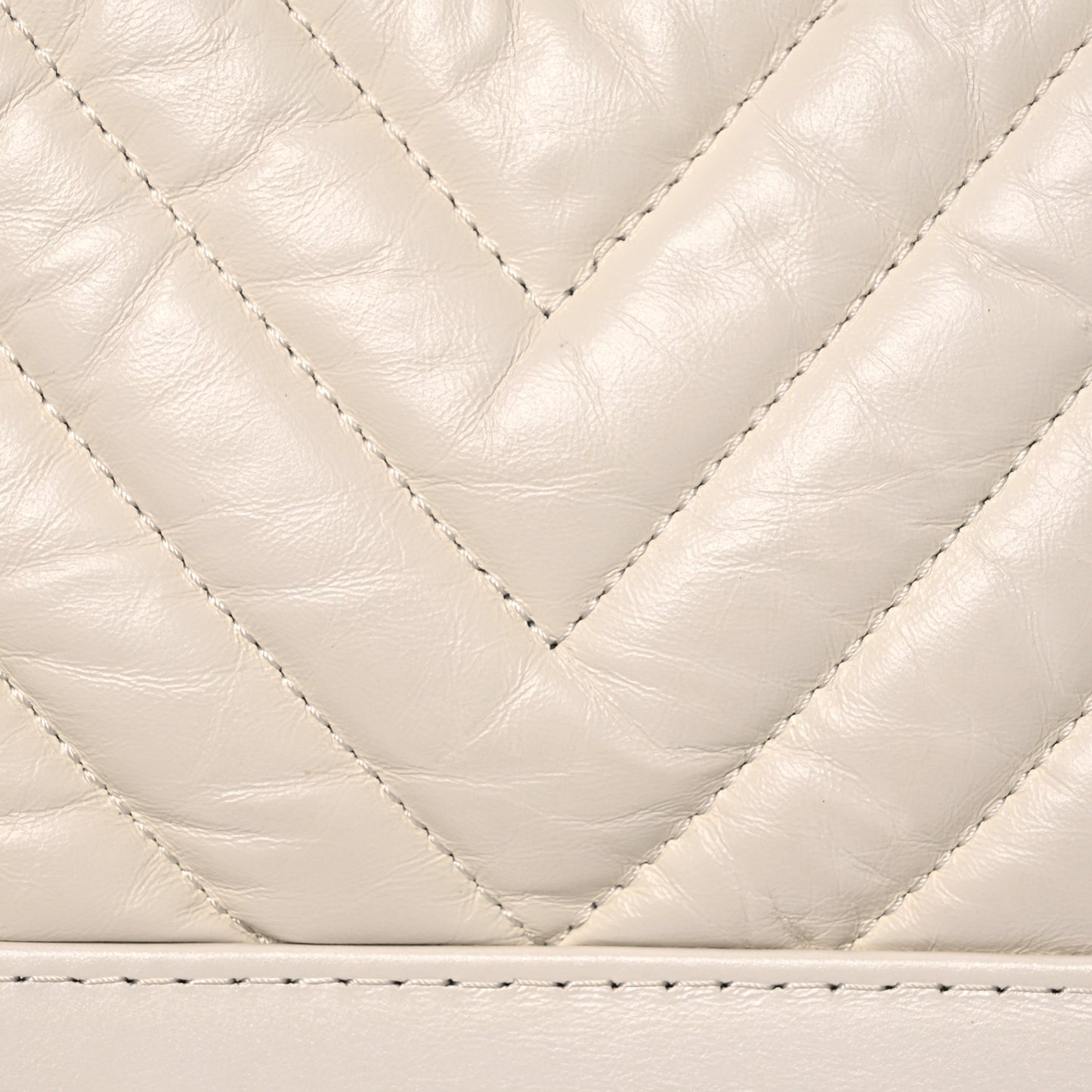 Aged Calfskin Chevron Quilted Small Gabrielle Hobo White