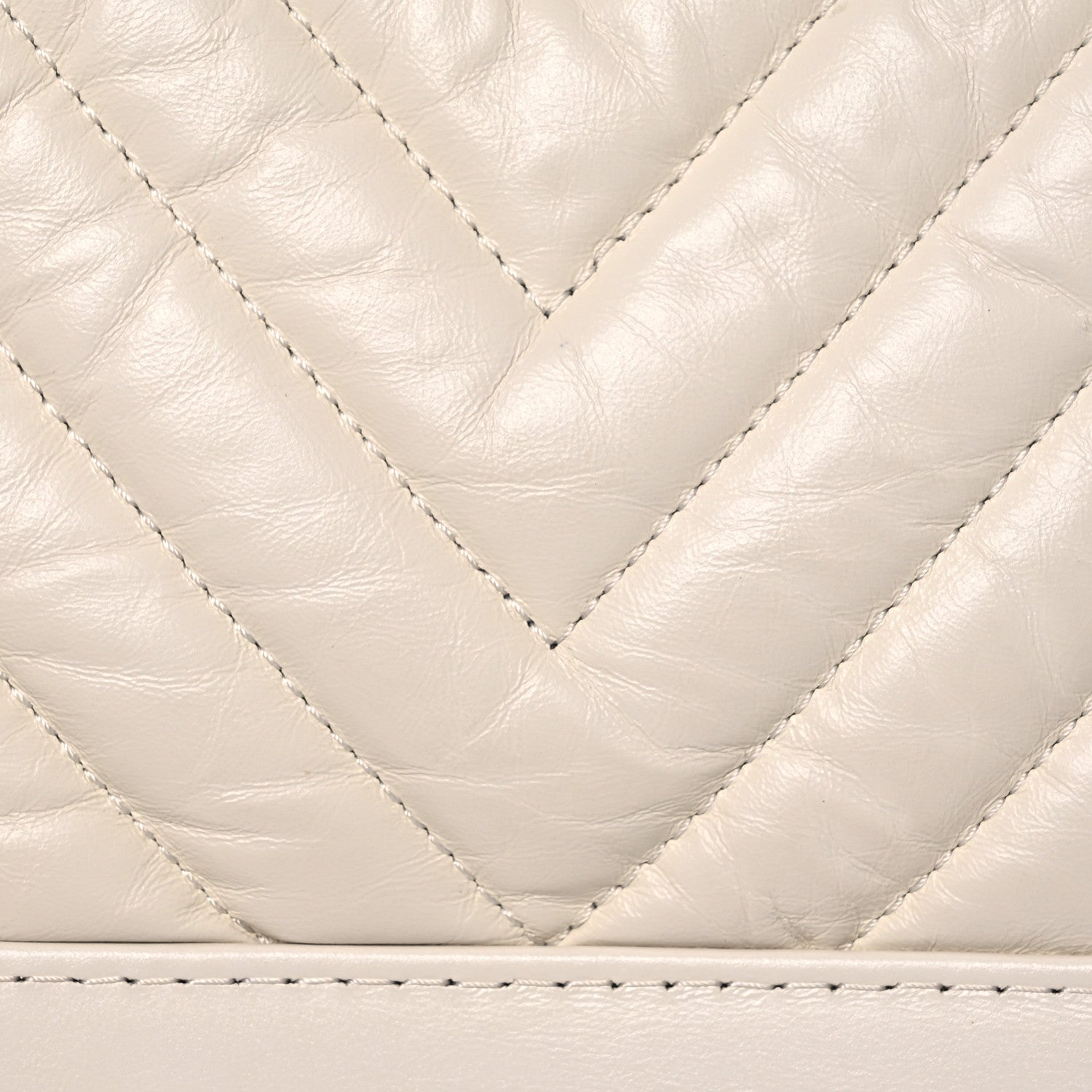 Chanel Aged Calfskin Chevron Quilted Small Gabrielle Hobo White 8 of 13