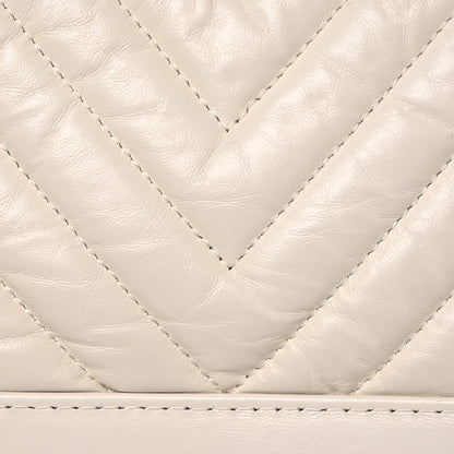 Chanel Aged Calfskin Chevron Quilted Small Gabrielle Hobo White 8 of 13