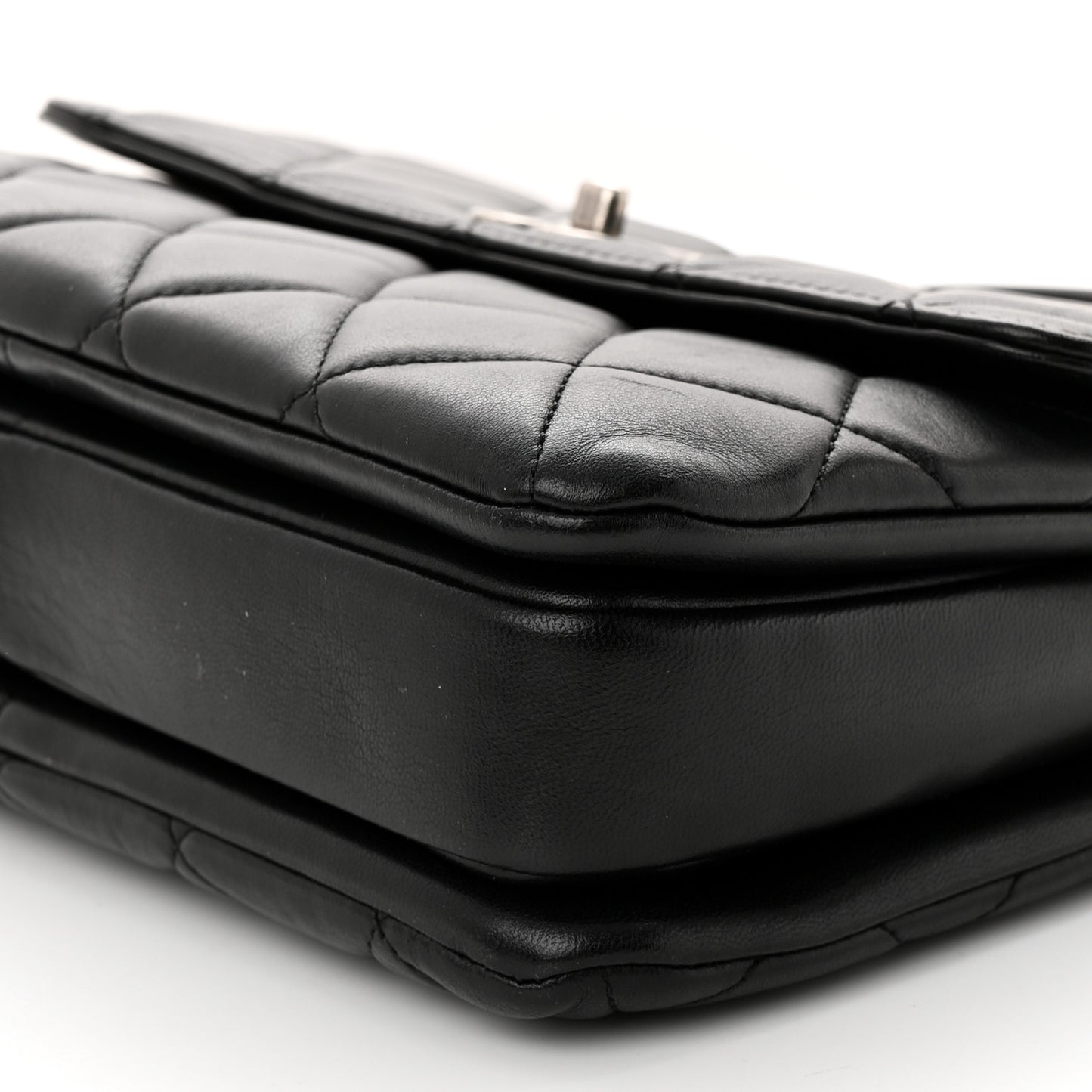 Lambskin Quilted Small Trendy CC Dual Handle Flap Bag Black