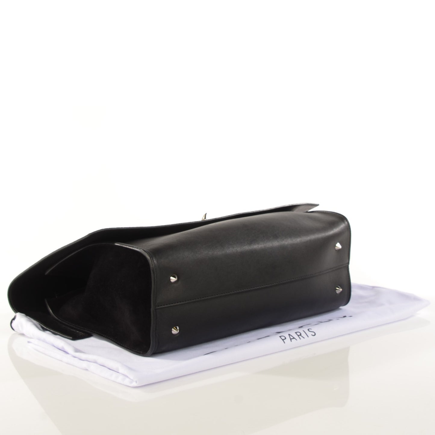 Calfskin Crocodile Embossed Medium Shark Lock Satchel Black