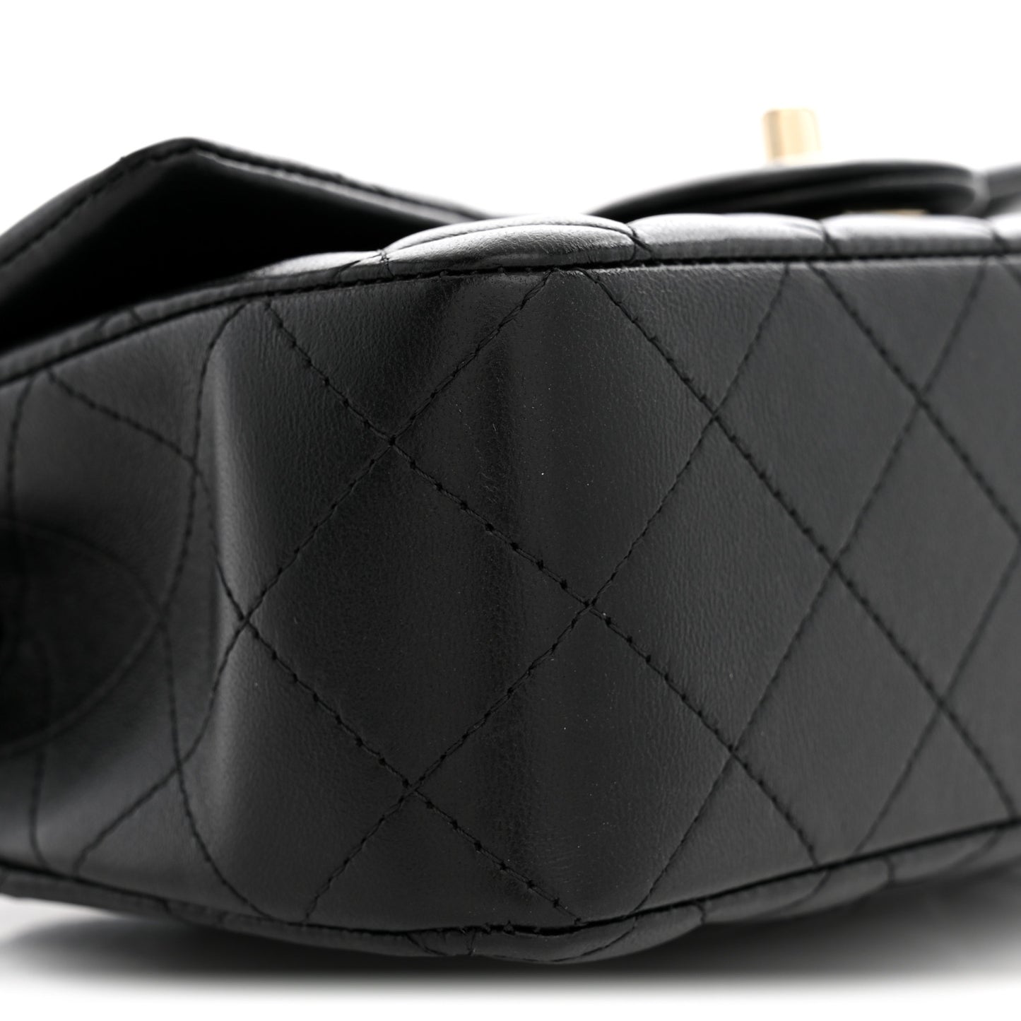 Lambskin Quilted Mini Top Handle Rectangular Flap Black