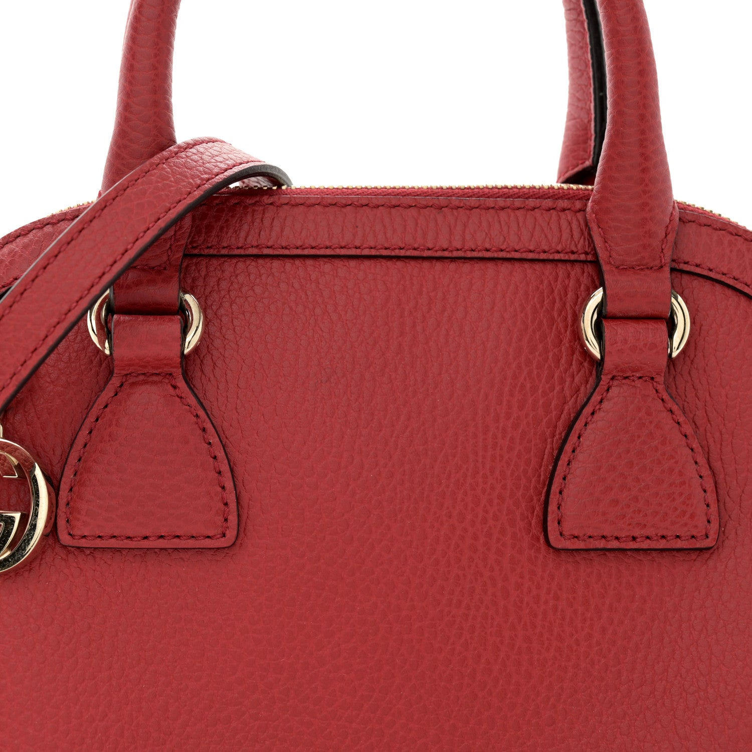 Gucci Dollar Calfskin Small GG Charm Dome Bag Red 9 of 12