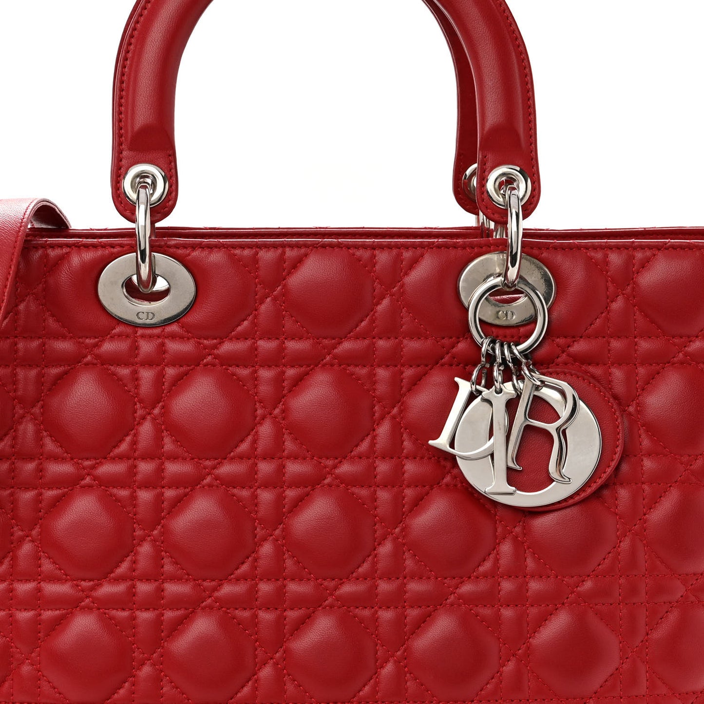 Lambskin Cannage Large Lady Dior Red