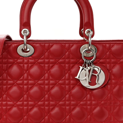 Christian Dior Lambskin Cannage Large Lady Dior Red 8 of 10