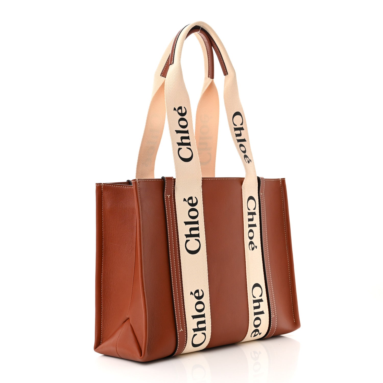 Chloe Calfskin Medium Woody Ribbon Tote Sepia Brown 3 of 10