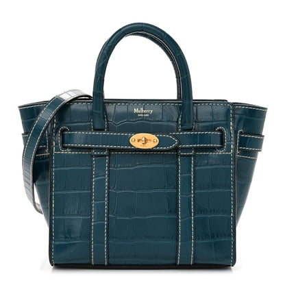 Mulberry Crocodile Embossed Micro Zipped Bayswater Nautical Blue 1 of 14
