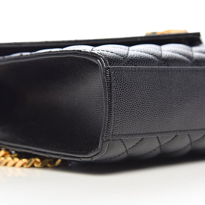 Saint Laurent Grain De Poudre Textured Mixed Matelasse Triquilt Medium Monogram Satchel Black 8 of 10