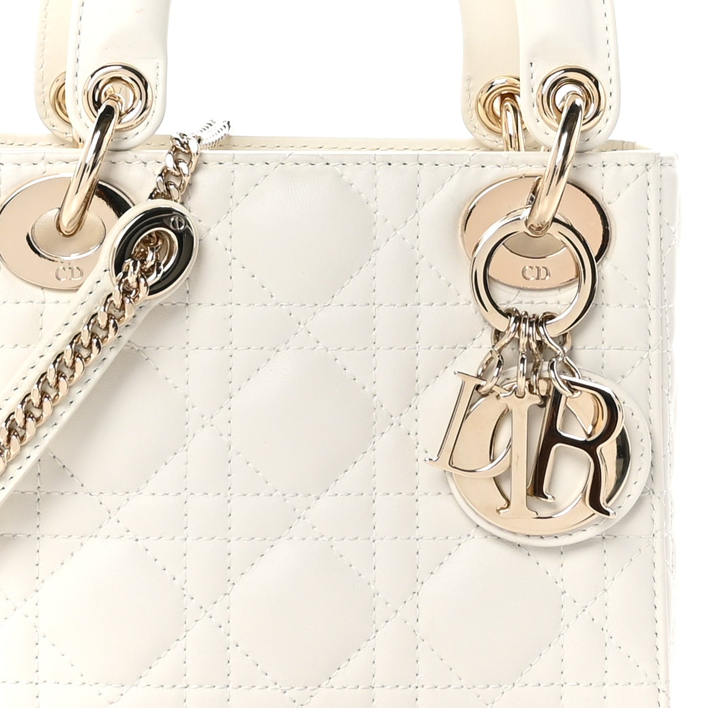 Lambskin Cannage Mini Lady Dior White