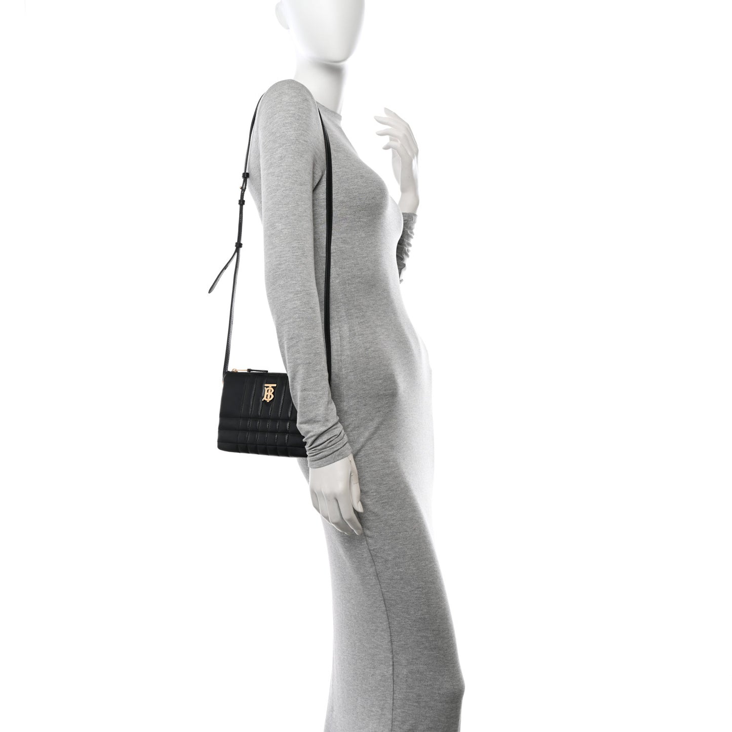 Lambskin Quilted Lola Double Pouch Crossbody Black