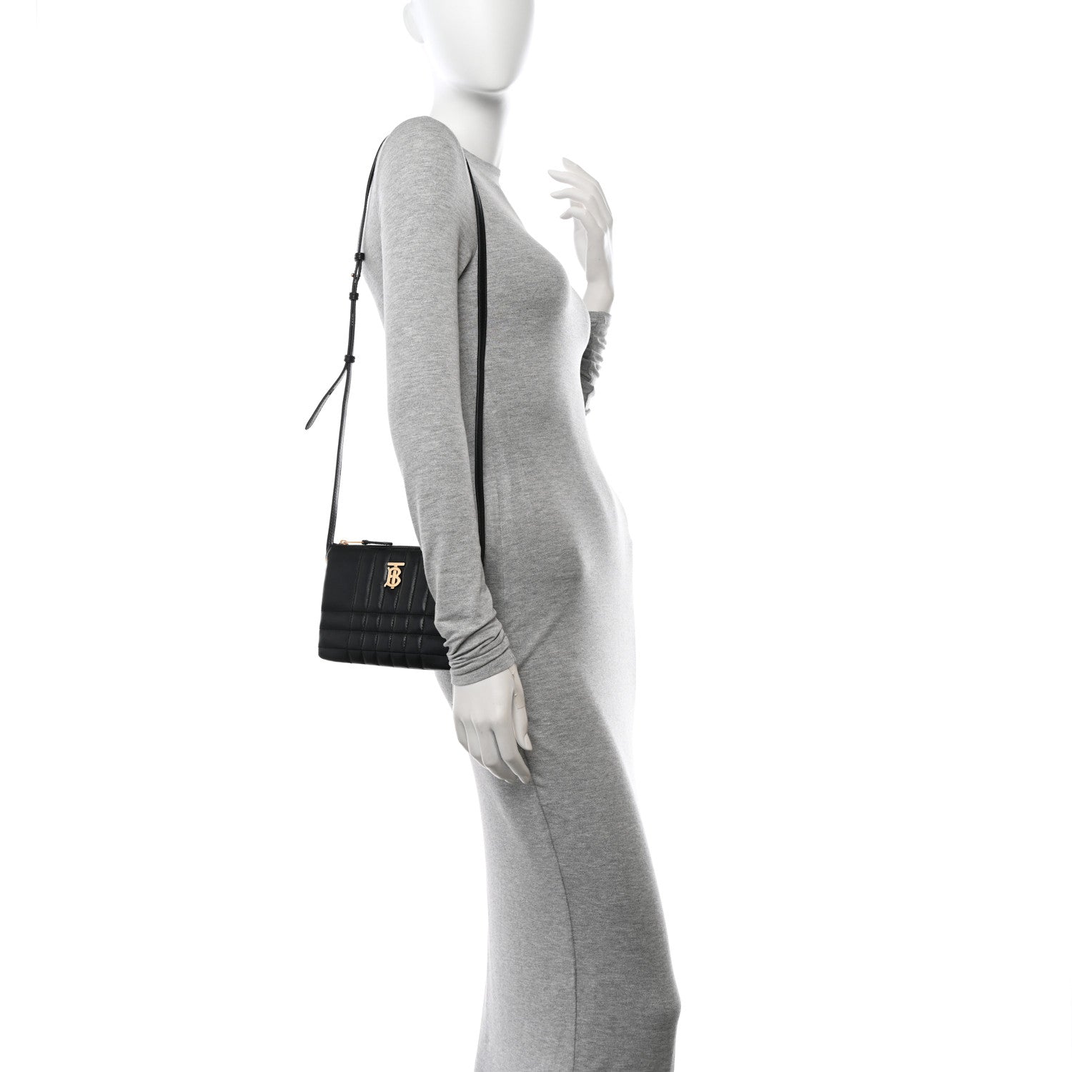 Burberry Lambskin Quilted Lola Double Pouch Crossbody Black 2 of 11