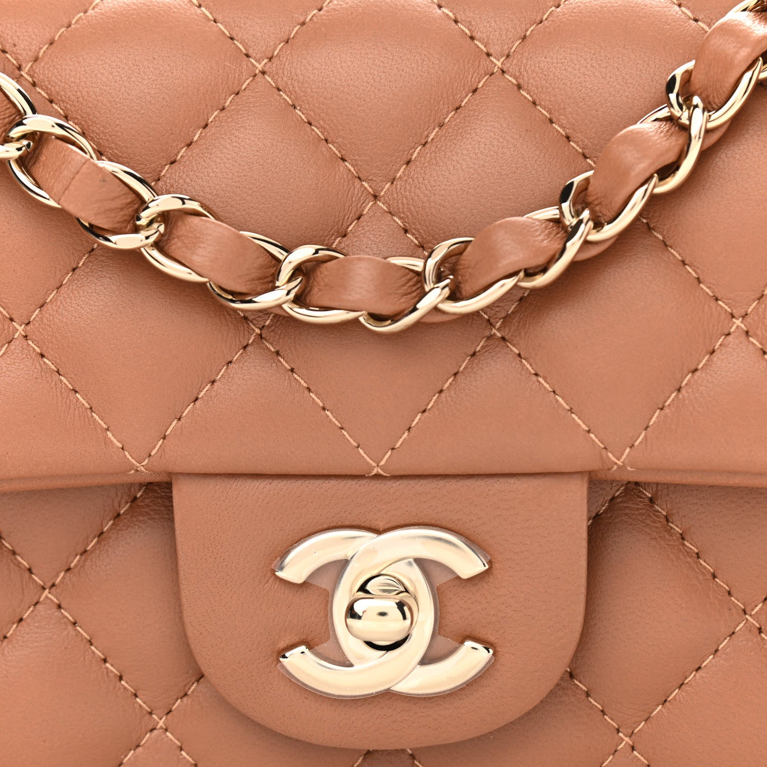 Chanel Lambskin Quilted Mini Rectangular Flap Brown 7 of 10