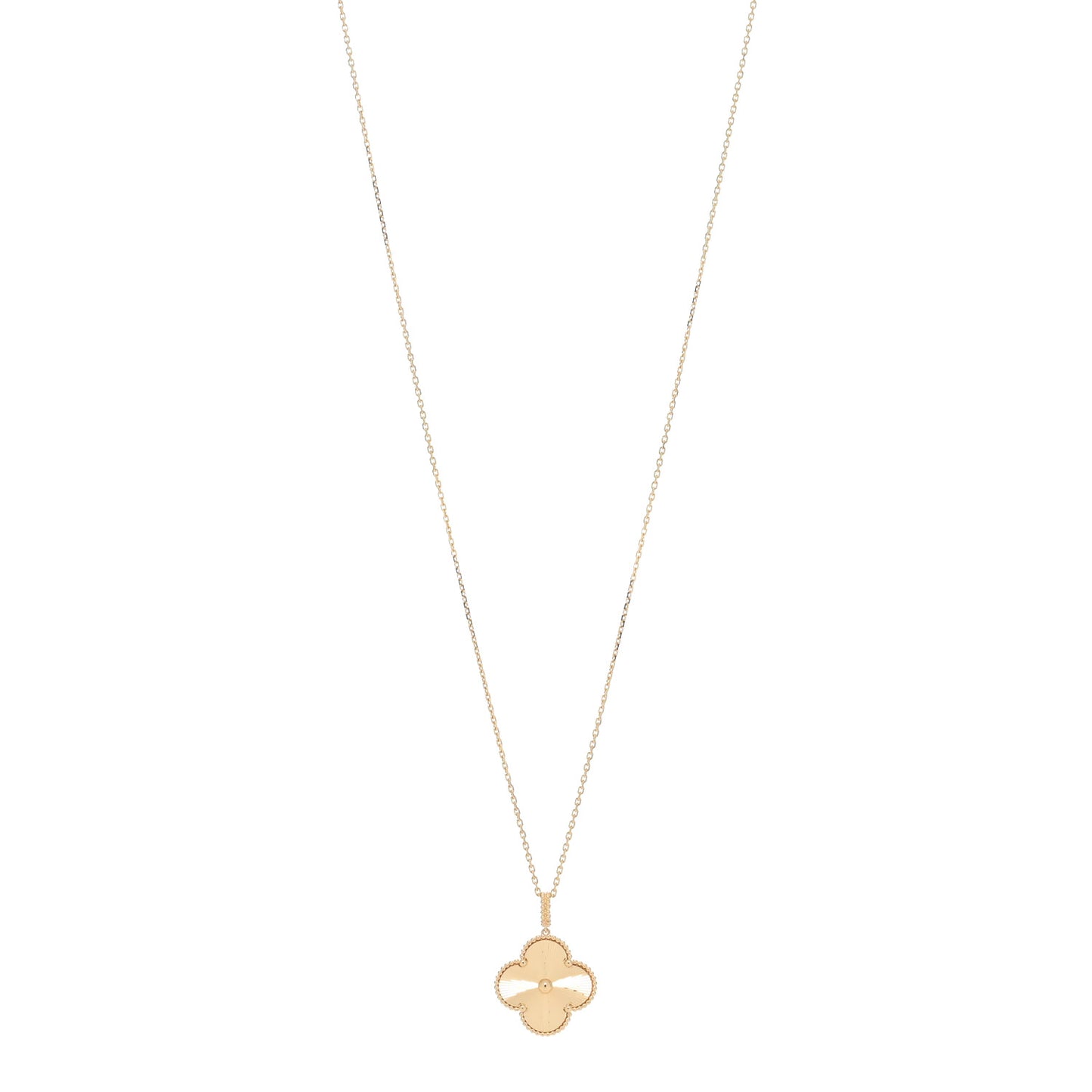 18K Yellow Gold Guilloche Magic Alhambra Long Necklace